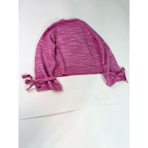 J.Crew Collection Sweater Womens Large Marled Pink Wool Alpaca Tie Sleeve - Picture 8 of 9